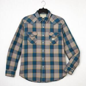 Vintage Denim & Supply Ralph Lauren Mens L Western Shirt Plaid Pearl Snaps